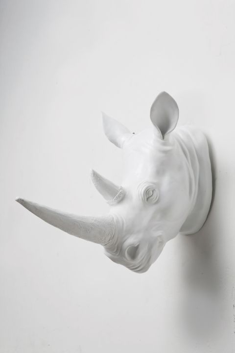 KARE Deko Kopf White Rhino 30410